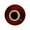 Full small brown cup of black coffee isolated