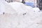 Full snow covered cars