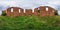 Full spherical 360 degrees seamless panorama in equirectangular equidistant projection, panorama near the ancient abandoned ruined