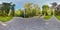 Full spherical 360 degrees seamless panorama in equirectangular equidistant projection, panorama in park green zone, VR content