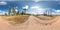 Full spherical seamless hdri panorama 360 degrees angle view on gravel road near  mountain of crosses monument on hill  in