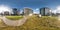 Full spherical seamless panorama 360 degrees angle view near modern hotel complex. 360