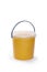 Full transparent bucket with bee honey on a white background