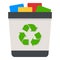 Full Trash Can Flat Icon Isolated on White