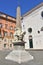 Full view of Bernini`s Elephant and Obelisk monument at Minerva Square in Rome, Italy