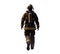 full view isolated transparent PNG background of a firefighter walking away