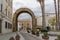Full view at the Trajan Arch, a iconic roman UNESCO monument, dedicated triumphal arch to the Hispanic Emperor Trajan