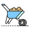 Full wheelbarrow icon color outline vector