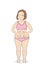 The full woman shows her fullness. slimming concept. vector illustration.