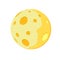 Full yellow moon with Craters in the Universe. Simple icon, isolated on white background . Vector