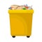 Full yellow trash can. Vector illustration on white background.