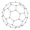 Fullerene, a molecular compound, convex closed polyhedra composed of tricoordinated carbon atoms from abstract futuristic