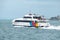 Fullers ferry catamaran sailing in Waitemata Harbour