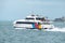 Fullers passenger ferry catamaran sailing in Waitemata Harbour