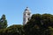 FULLERTON, CALIFORNIA - 21 MAY 2020: Clock tower of the Louis E. Plummer Auditorium on the Fullerton Union High School campus