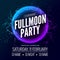 Fullmoon party design flyer. Disco party night. Vector dance poster template. Moon light illustration