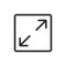 Fullscreen pictogram arrow size icon. Full screen bigger extend video wide web app maximize symbol icon, enlarge.