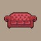 Fully Editable Pixel Art red sofa vector illustration for games