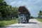 Fully loaded Sugarcane Truck on road in Orange Walk, Belize