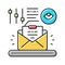 fully managed email marketing color icon vector illustration