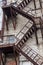 Fully rusty iron staircase in an abandoned old Soviet industrial