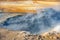 Fumarole field in Namafjall geothermal zone Iceland. Famous tourist attraction