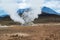 Fumarole and geysers in the geothermal area Hverir, Iceland