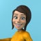 Fun 3D cartoon yellow girl