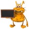 Fun 3D germ monster holding a blackboard