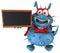 Fun 3D germ monster holding a blackboard