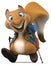 Fun 3D squirrel backpacker cartoon character