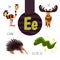 Fun animal letters of the alphabet for the development and learning of preschool children. Set of cute forest, domestic and marine