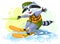 Fun animal raccoon boy scout ride water skiing