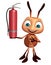 fun Ant cartoon character with fire extinguisher