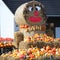 Fun autumn produce display on hay bales