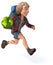 Fun backpacker cartoon guy