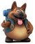 Fun backpacker german shepherd dog cartoon character