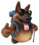 Fun backpacker german shepherd dog cartoon character