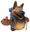 Fun backpacker german shepherd dog cartoon character