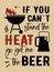Fun BBQ and grill inscription. Font composition with a beer