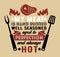 Fun BBQ and grill inscription. Font composition with a steak and a kitchen spatula