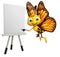 fun Butterfly cartoon character with easel board