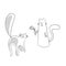 Fun, cartoon artistic cat figures drawings. Original studies