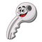 Fun cartoon character design metal key, vector illustration