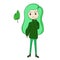 Fun cartoon green girl
