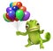 Fun Chameleon cartoon character with ballons