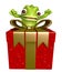 Fun Chameleon cartoon character with gift box