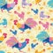 Fun chickens seamless pattern background