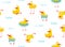 Fun childish Yellow ducky seamless pattern cartoon