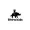 Fun children kids riding rhino rhinoceros logo icon illustration